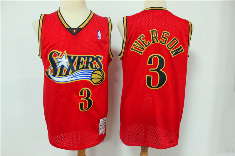 Men Philadelphia 76ers #3 Iverson red Nike NBA Jersey Print->boston celtics->NBA Jersey